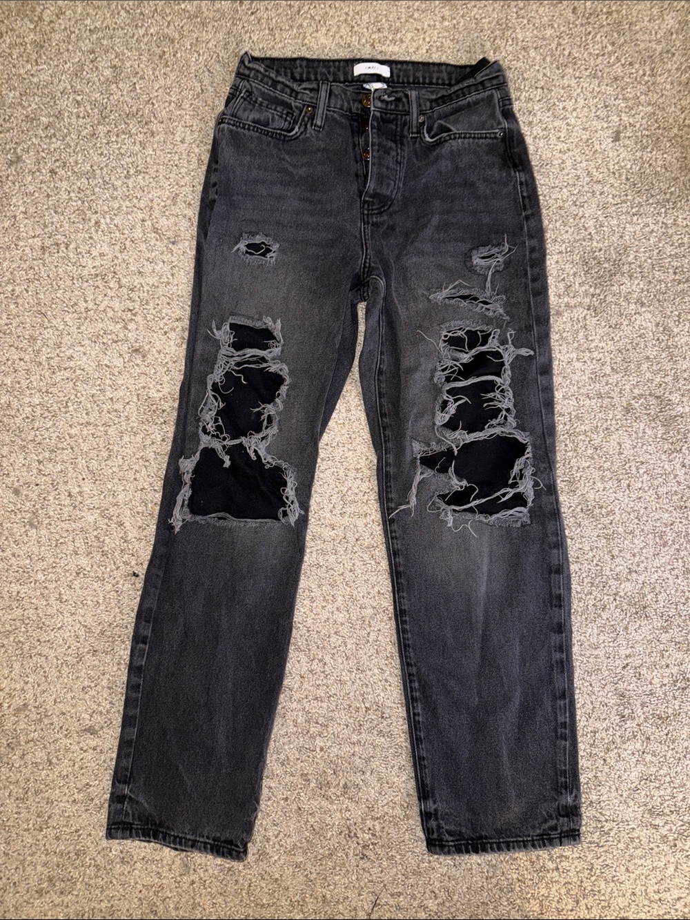 Forever 21 Black Distressed Boyfriend Jeans